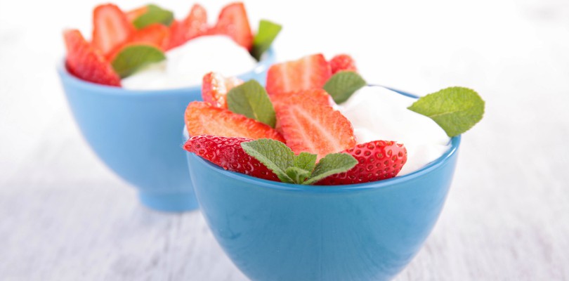 yogurt and strawberries