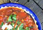 Turkey black bean chili with sriracha and yogurt