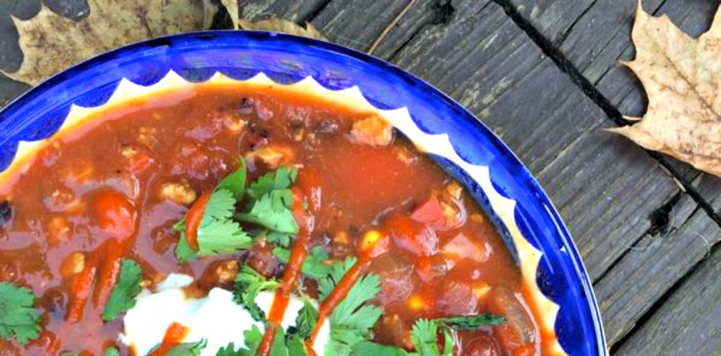 Turkey black bean chili with sriracha and yogurt