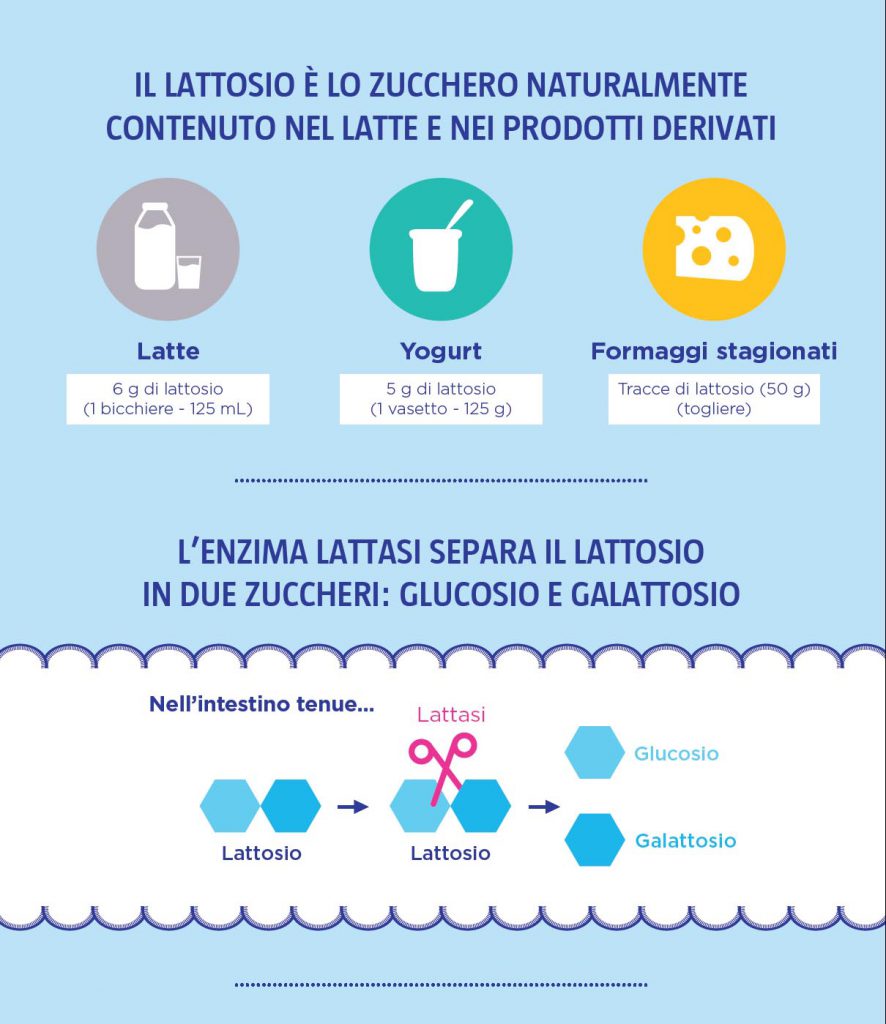 Il lattosio è lo zucchero naturalmente contenuto nel latte e nei prodotti derivati