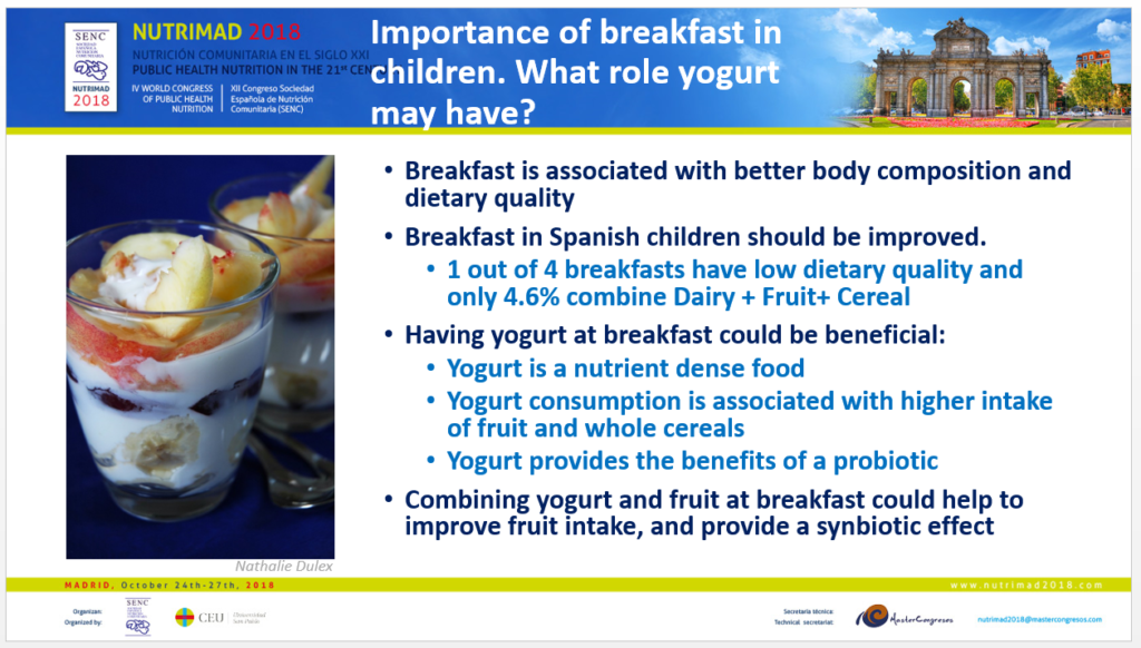 Role of yogurt in the breakfast for children - AM Lopez Sobaler @Nutrimad YINI Symposium 2018