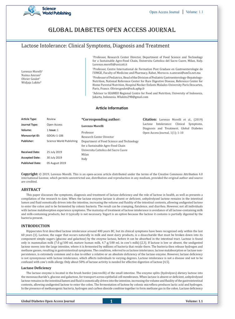 YINI WGO - Lactose intolerance review - open access publication